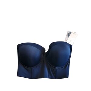 NEW Lively Longline Strapless Bra Jet Black Size 38DD Comes with Straps